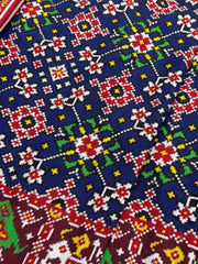Maroon & Blue Navratan Patan Patola