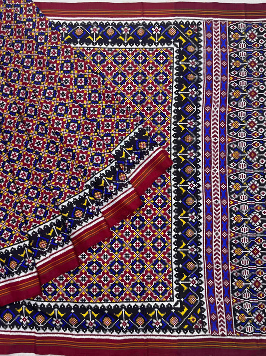 Maroon Buttonful design Patan Patola