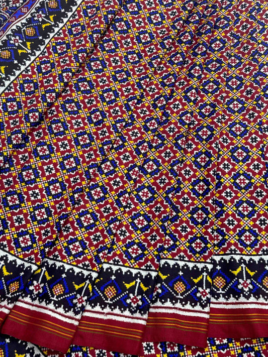 Maroon Buttonful design Patan Patola