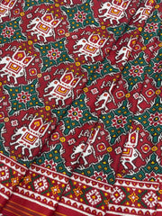 Maroon & Rama green ambadi Hathi Patan Patola