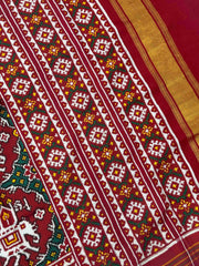 Maroon & Rama green ambadi Hathi Patan Patola