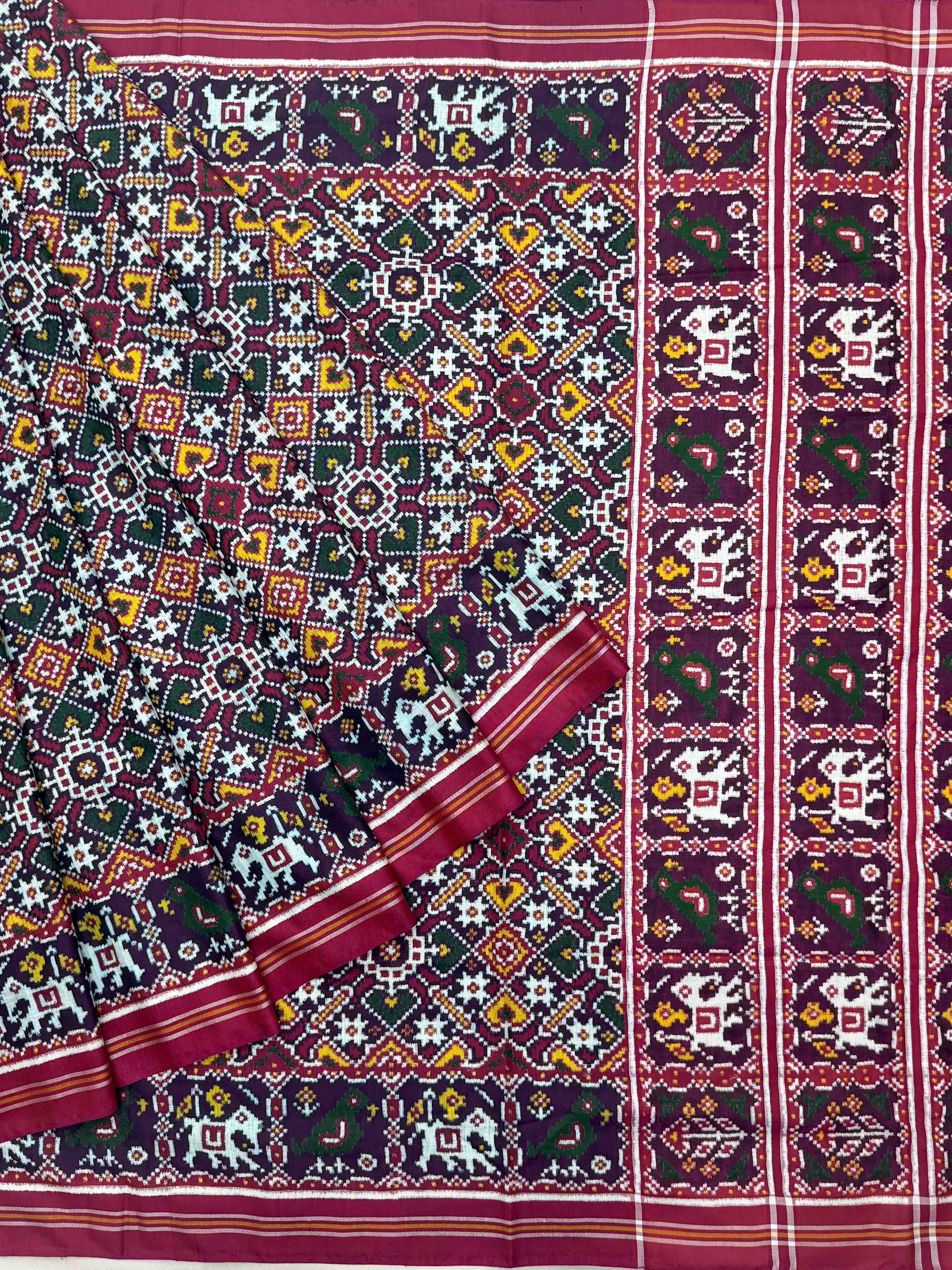 Pink with blueish pink Vhoragaji Patan Patola