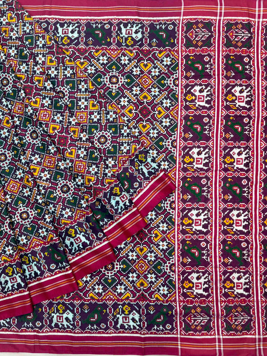 Pink with blueish pink Vhoragaji Patan Patola