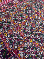 Pink with blueish pink Vhoragaji Patan Patola