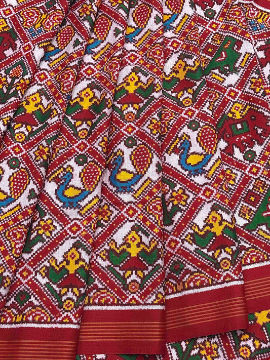 Red & white Narikunj Adtala Patan Patola