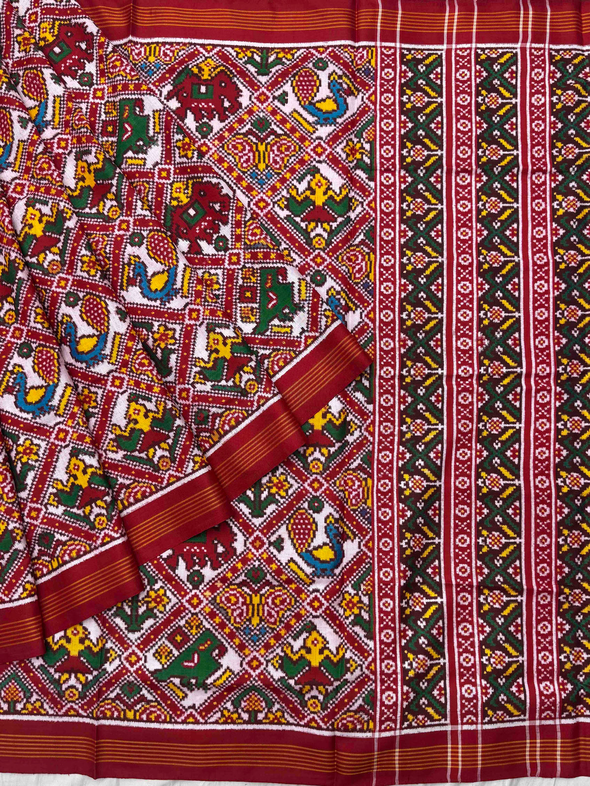 Red & white Narikunj Adtala Patan Patola
