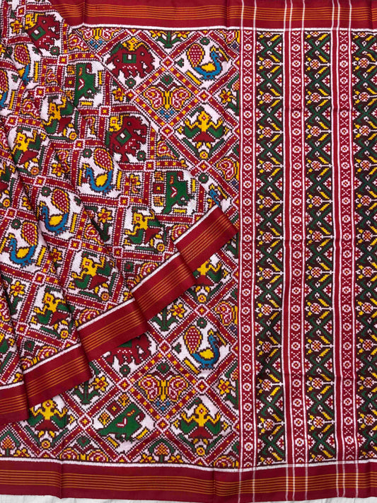 Red & white Narikunj Adtala Patan Patola