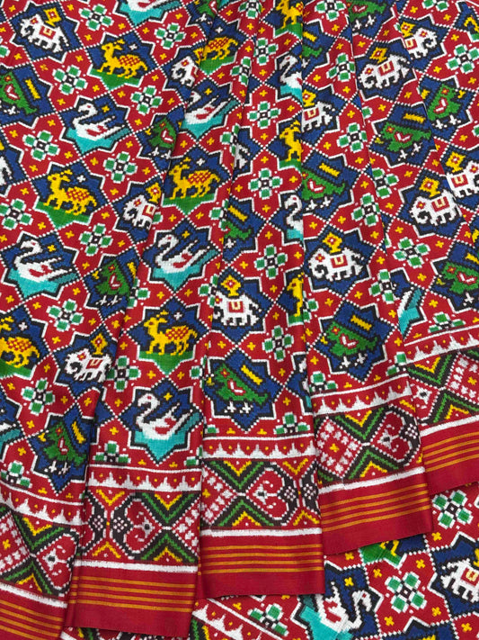 Red Blue Star figure Patan Patola