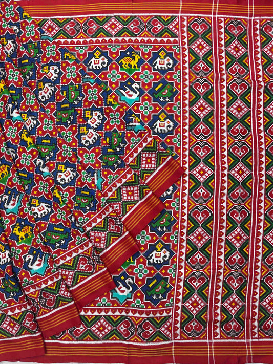 Red Blue Star figure Patan Patola