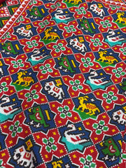 Red Blue Star figure Patan Patola