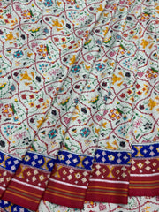 Maroon & offwhite floral patan Patola