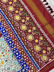 Maroon & offwhite floral patan Patola