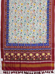Maroon & offwhite floral patan Patola