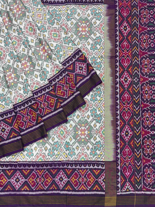 Purple & white navratan Patola Saree