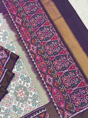 Purple & white navratan Patola Saree