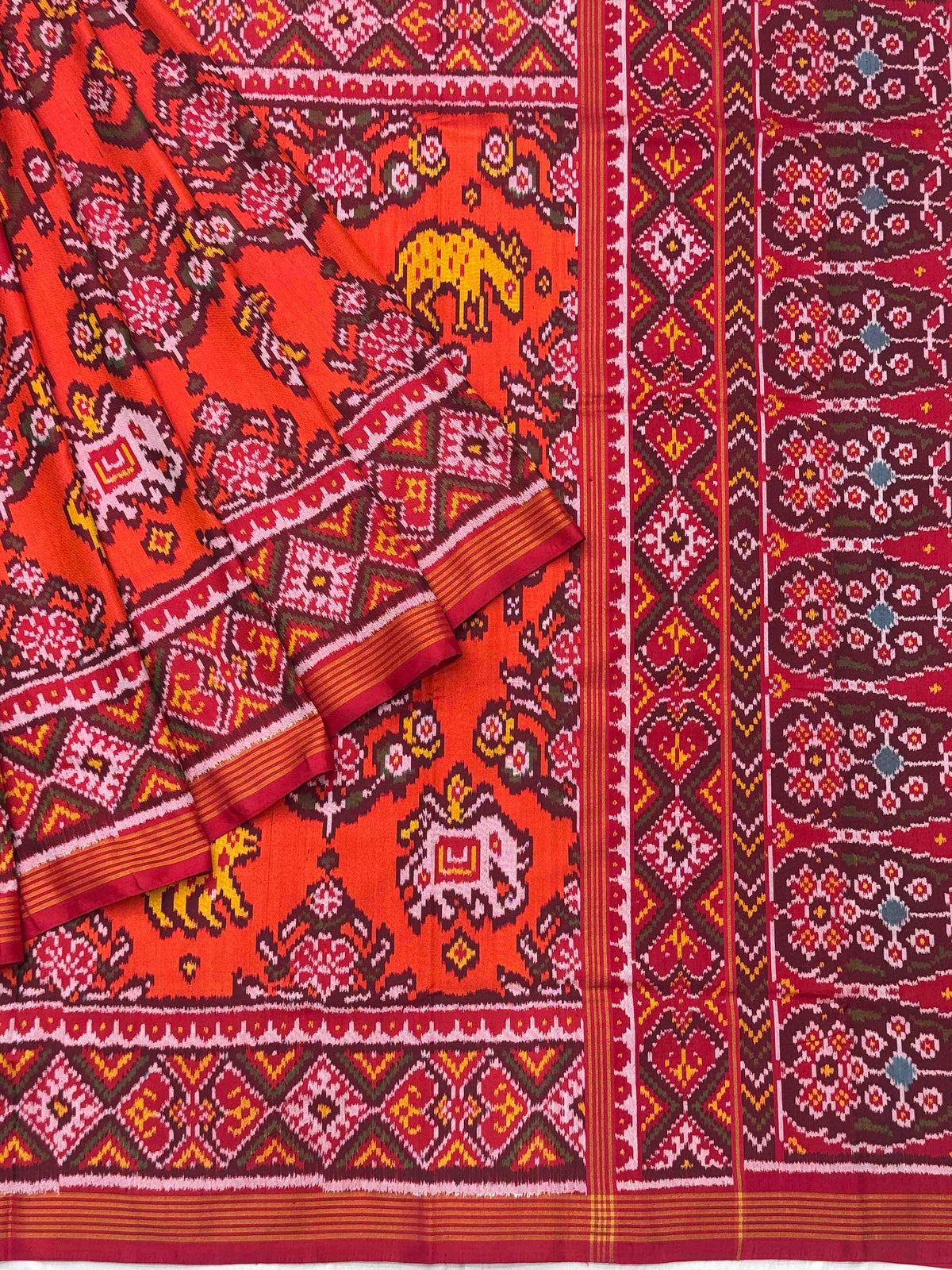 Maroon with Orange Figure design Patola