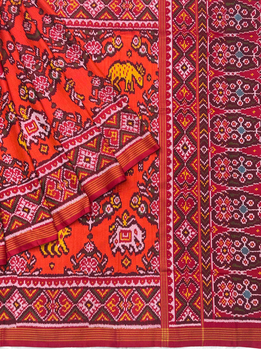 Maroon with Orange Figure design Patola