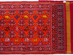 Maroon with Orange Figure design Patola