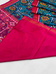 Pink & peacock creeper Design Patola Saree