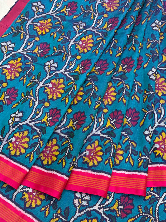 Pink & peacock creeper Design Patola Saree