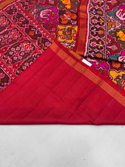 Maroon with multicolour multimotifs Patola