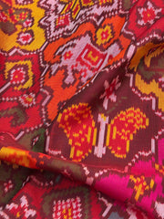Maroon with multicolour multimotifs Patola