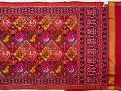 Maroon with multicolour multimotifs Patola