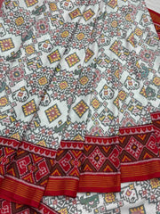 Red & white narikunj navratan Patola Saree