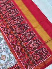 Red & white narikunj navratan Patola Saree