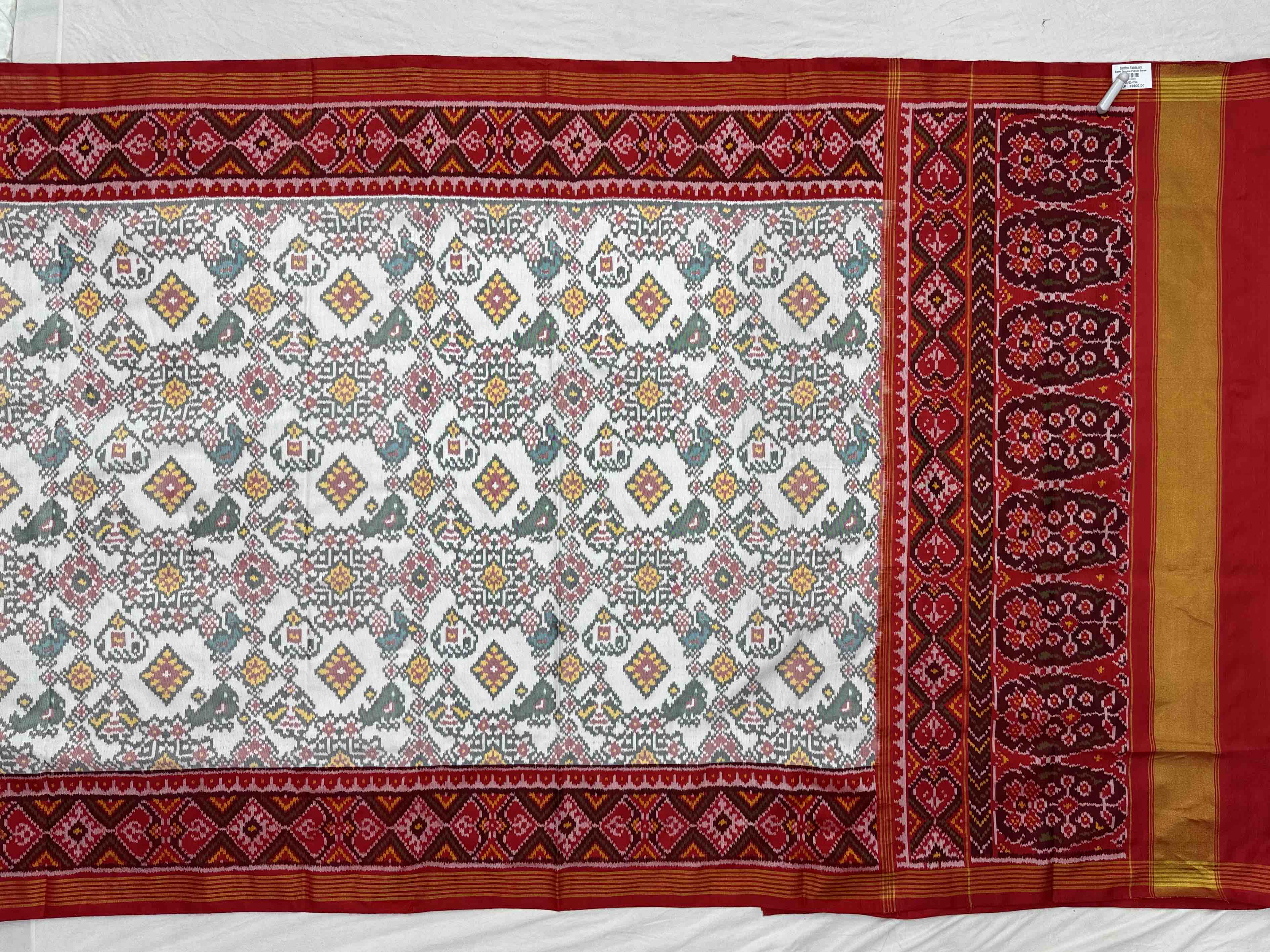 Red & white narikunj navratan Patola Saree