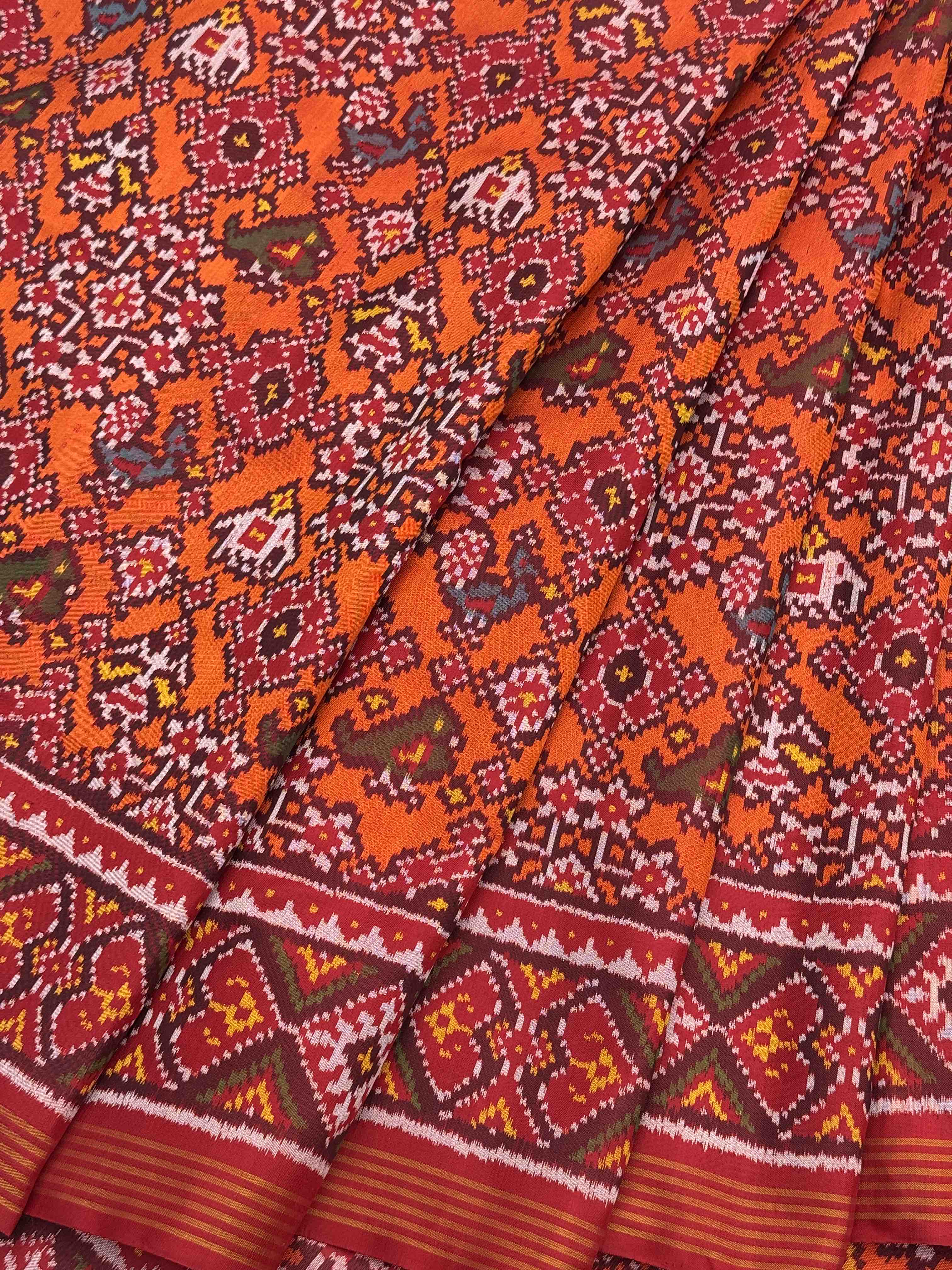 Red & orange narikunj navratan Patola Saree