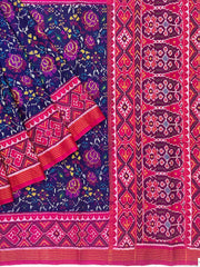 Pink & Blue floral Patola Saree