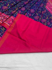 Pink & Blue floral Patola Saree