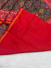 Red with green brown ManekChawk Patola Saree