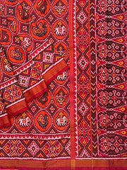 Red & Orange motif design Patola Saree