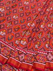 Red & Orange motif design Patola Saree