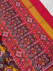 Maroon & Brown Star figure Patola Saree