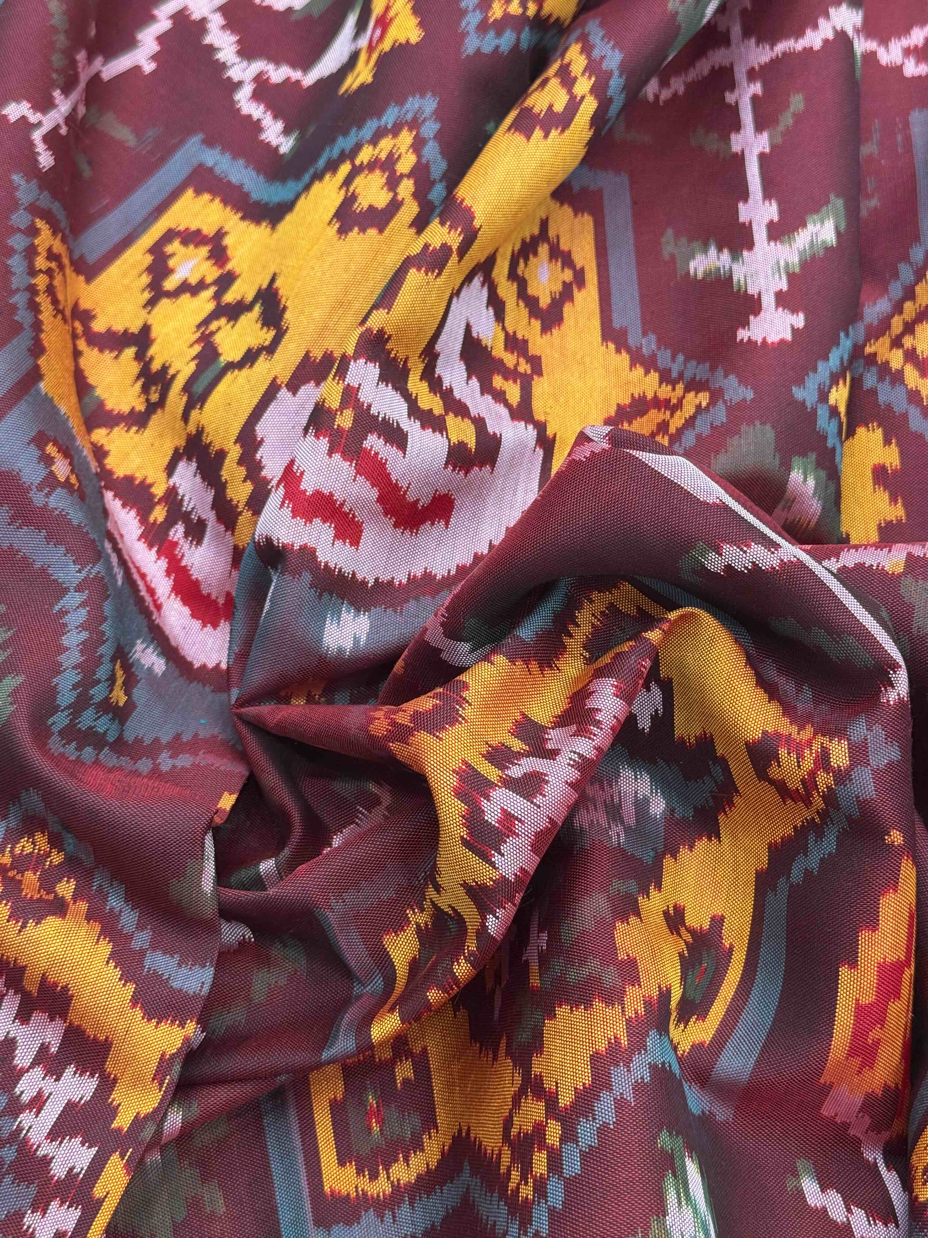 Maroon & Brown Star figure Patola Saree