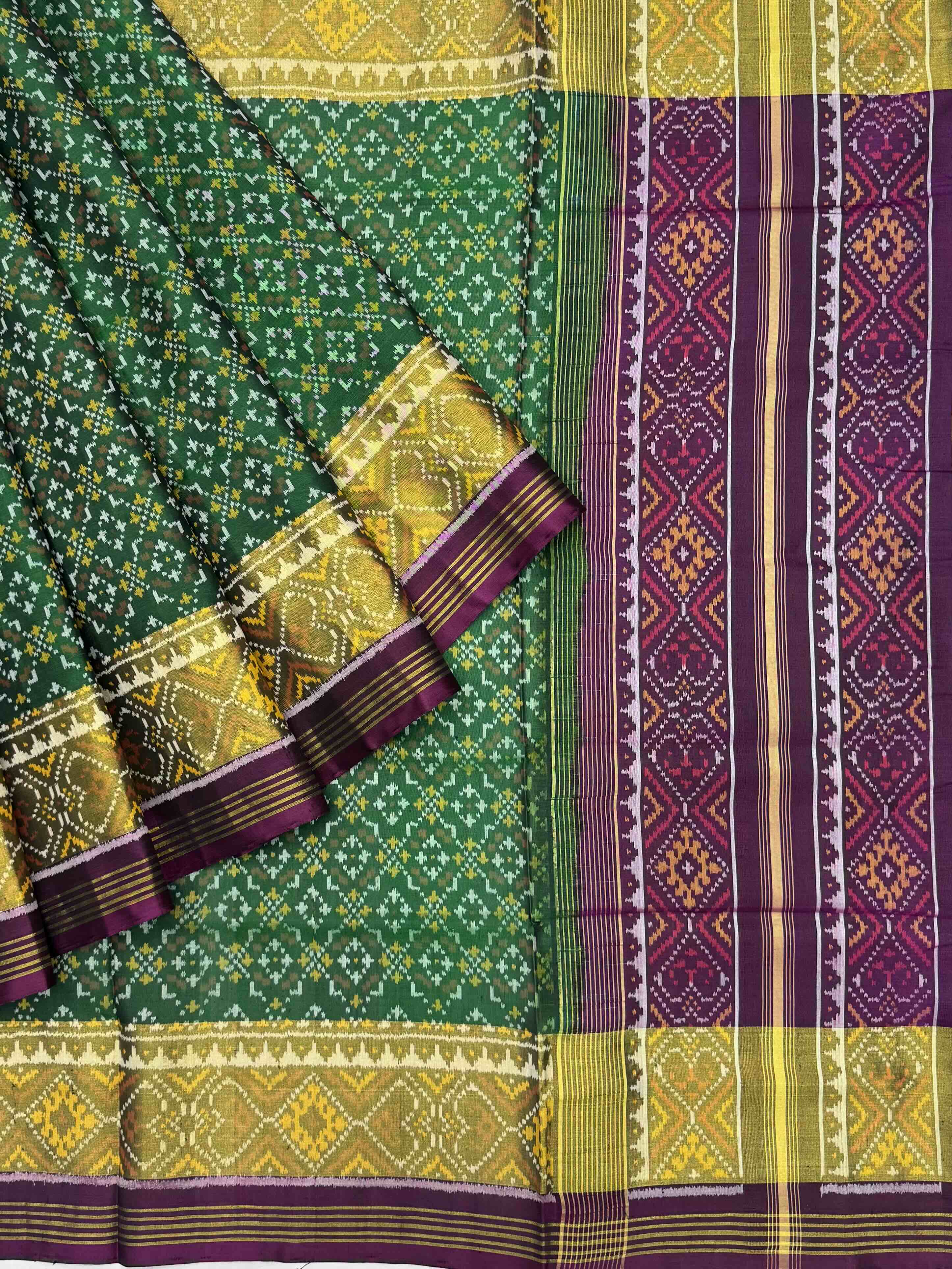Purple & Green Buttonful Rajkot Patola
