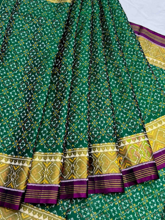 Purple & Green Buttonful Rajkot Patola