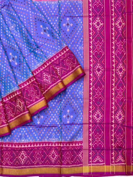 Pink & Light blue bandhani design rajkoti Patola