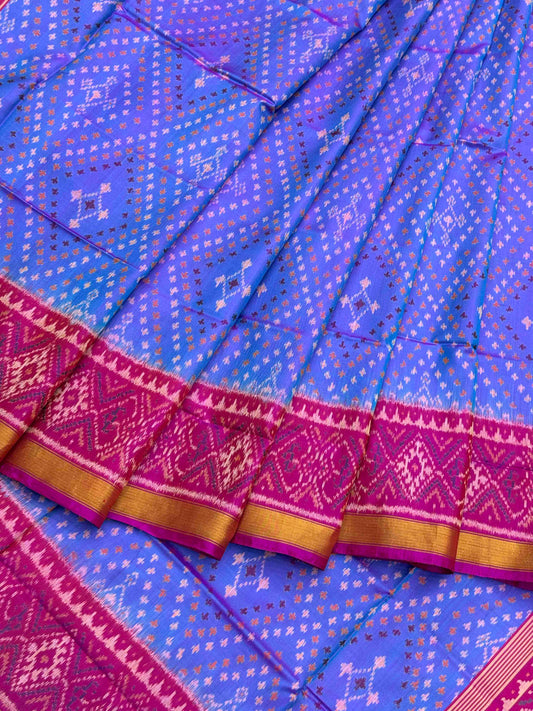 Pink & Light blue bandhani design rajkoti Patola