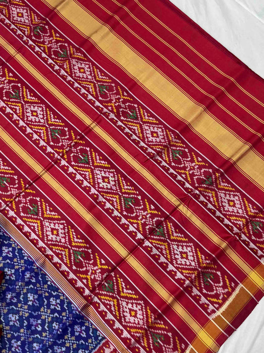 Maroon & Blue Buttonful Rajkot Patola