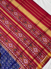 Maroon & Blue Buttonful Rajkot Patola