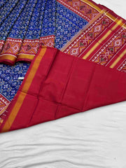 Maroon & Blue Buttonful Rajkot Patola