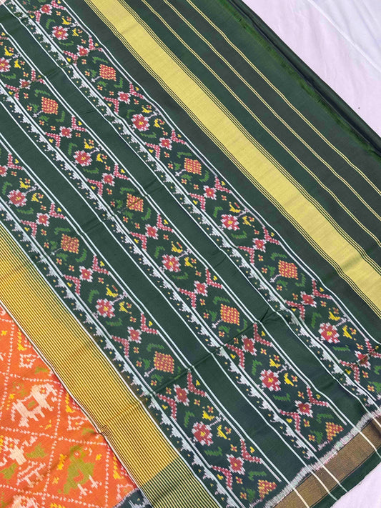 Green & Rust Narikunj Patola Saree