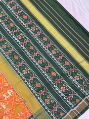 Green & Rust Narikunj Patola Saree