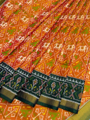 Green & Rust Narikunj Patola Saree