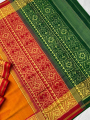 Maroon Green Musterd Ganga Jamuna plain Patola Saree