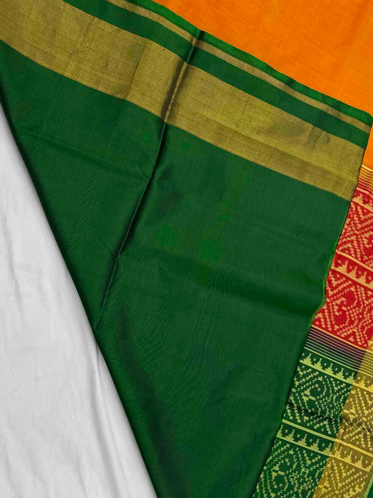 Maroon Green Musterd Ganga Jamuna plain Patola Saree